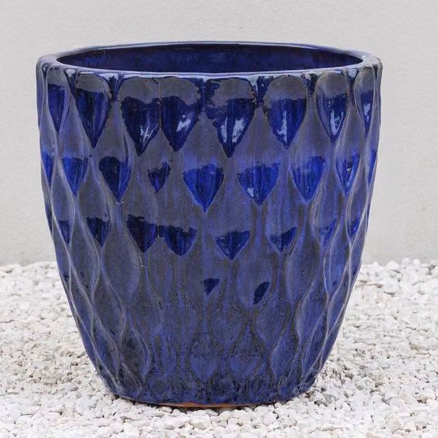 Primrose Blue Round Ceramic Garden Planter Pot, Diameter: 37 cm