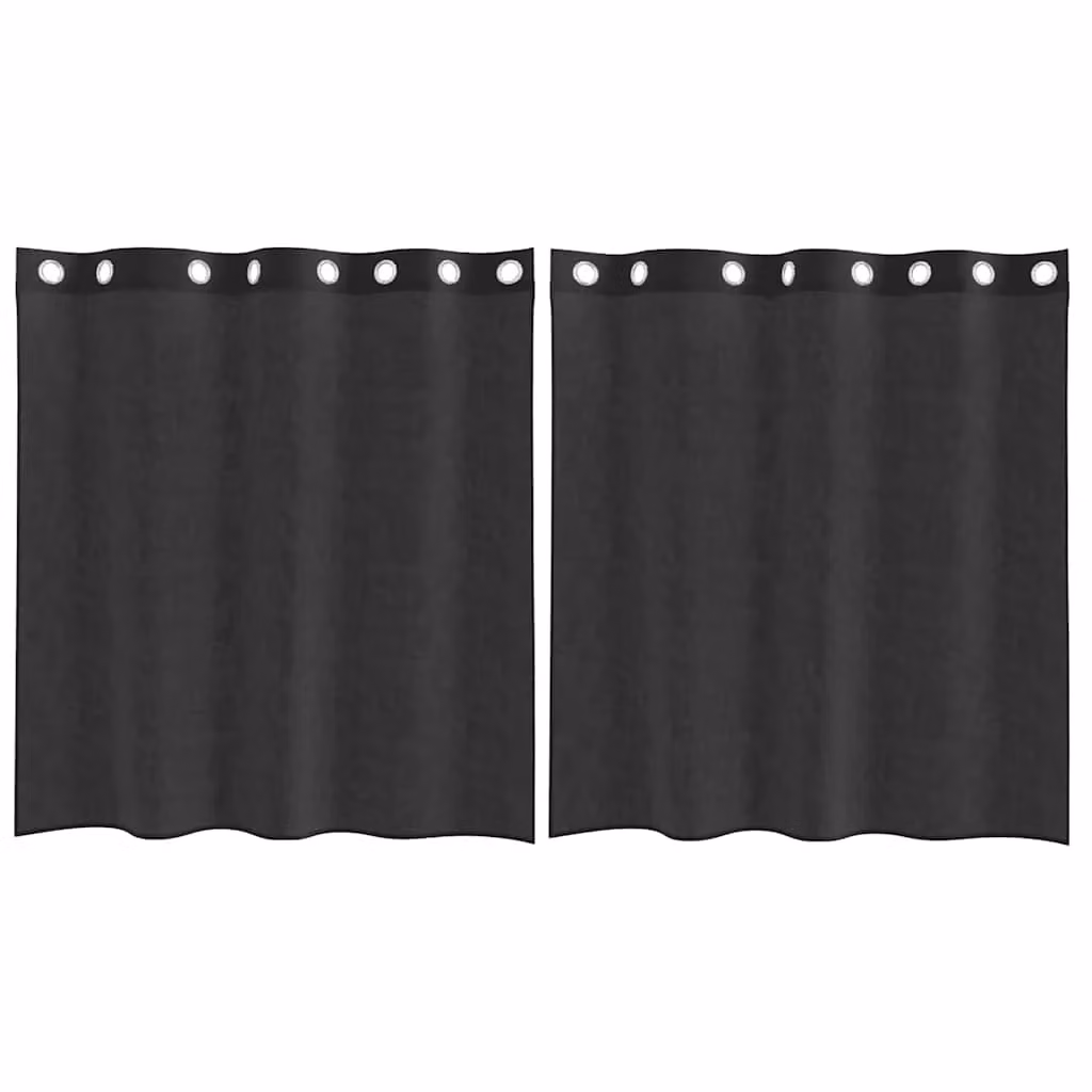 Berkfield Home Black Voile Fabric Panel Curtains with Eyelets, 2 Pack, W: 140 cm, H: 140 cm – 2