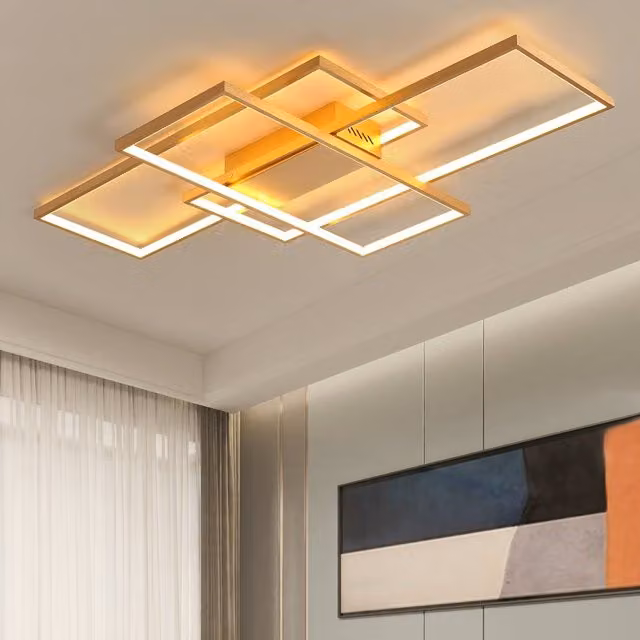 NIVOR Modern Dimmable LED Ceiling Light with Remote Control, Gold/Brass, W: 110 cm, D: 68 cm