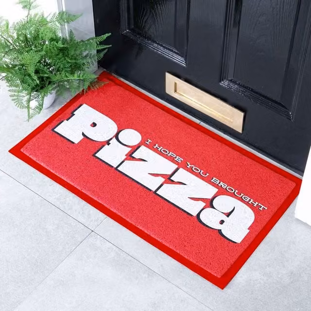 Artsy Mats I Hope You Brought Pizza Indoor and Outdoor Doormat, Red, W: 70 cm, D: 40 cm – 1
