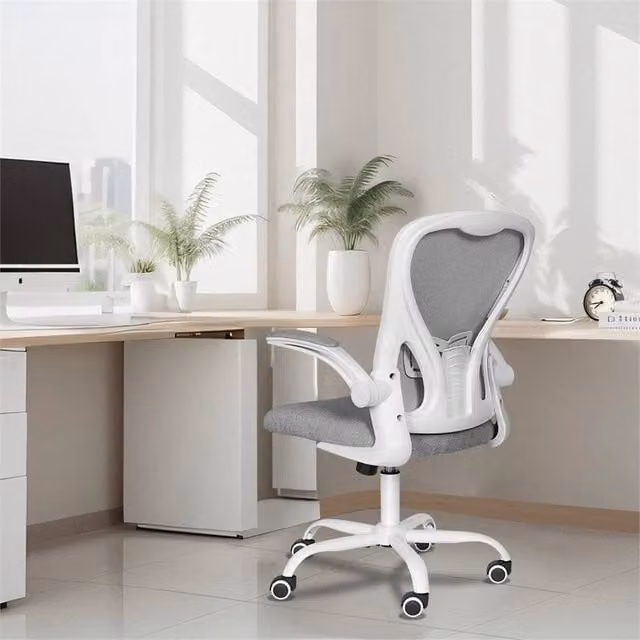 Havendro Grey Fabric Task Office Chair with Armrests and 360 Degree Swivel