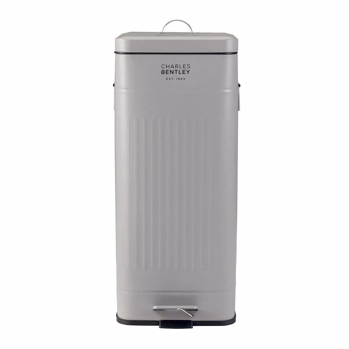 Charles Bentley 30 Litre Steel Square Retro Kitchen Pedal Waste Bin in Grey, H 67 cm x W 28 cm x D 28 cm – 2