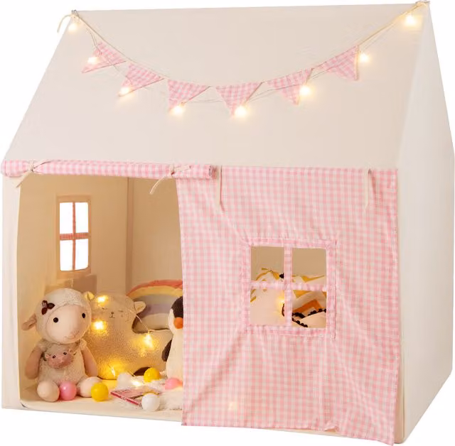 Costway Star Light Kids Play Tent with Foam Mat in Pink