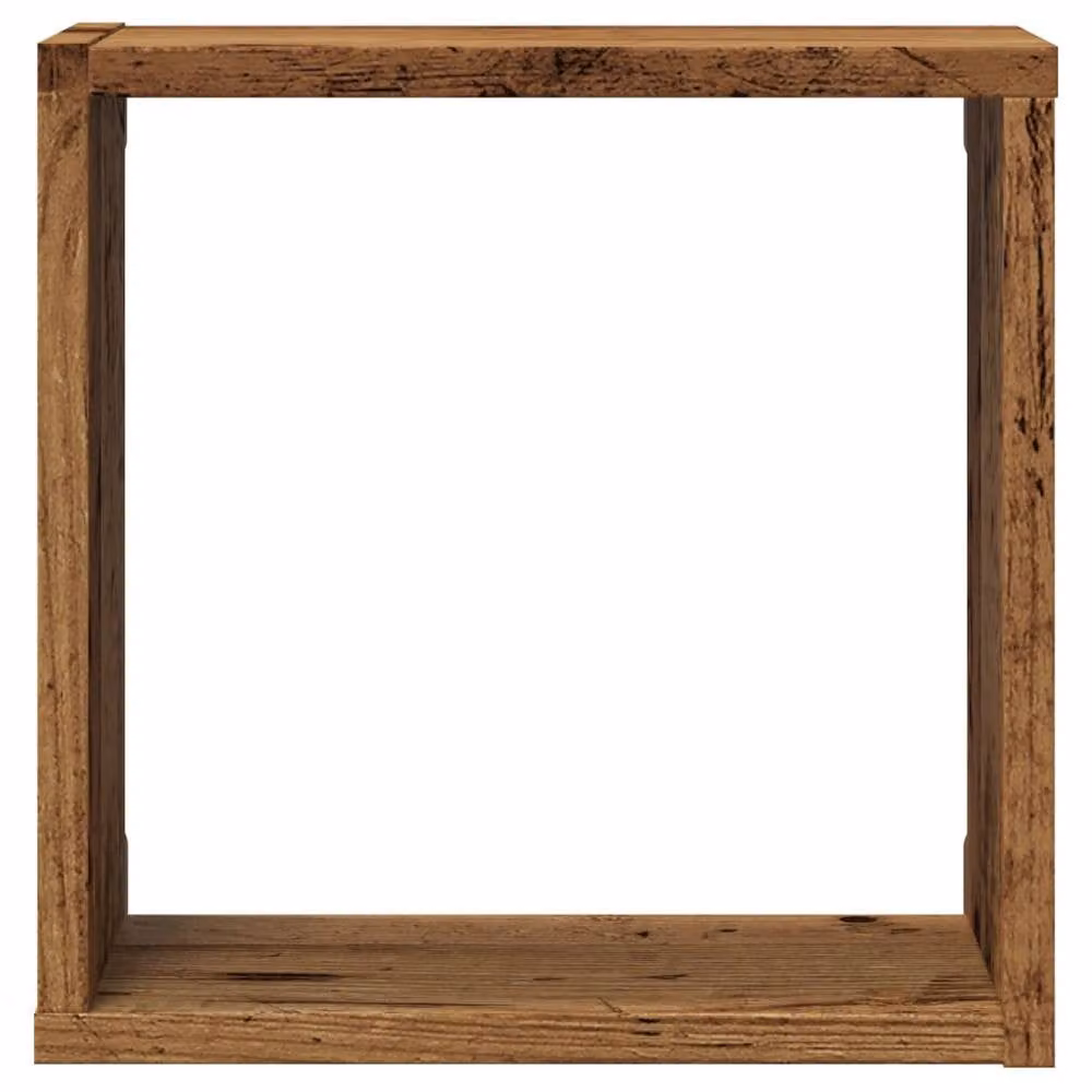 Berkfield Home Set of 4 Wall Mounted Cube Shelves in Old Wood Brown, W/D/H: 30 x 15 x 30 cm – 4