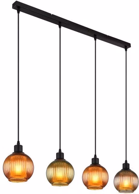 Globo Lighting Modern Glass Sphere Pendant Light in Black with Adjustable Height – 5