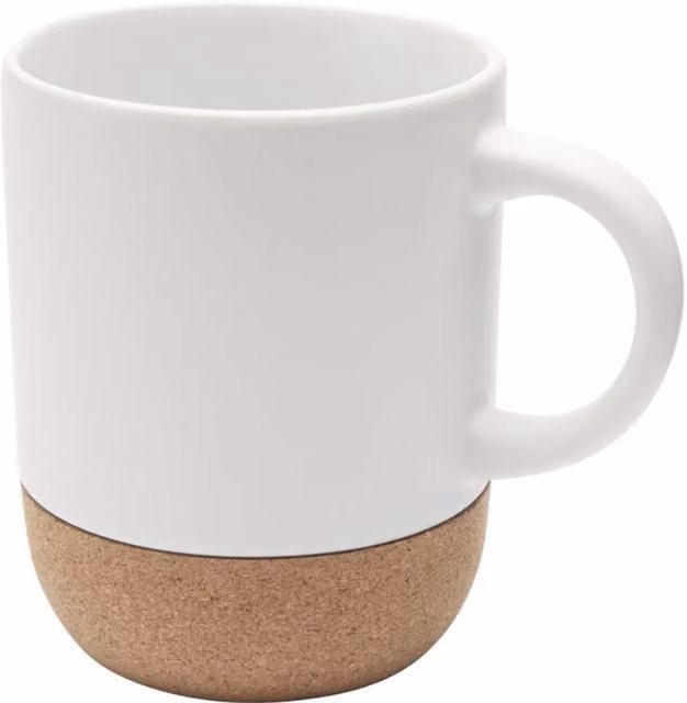 Billie Cork Ceramic Mug, White and Yellow, 300ml