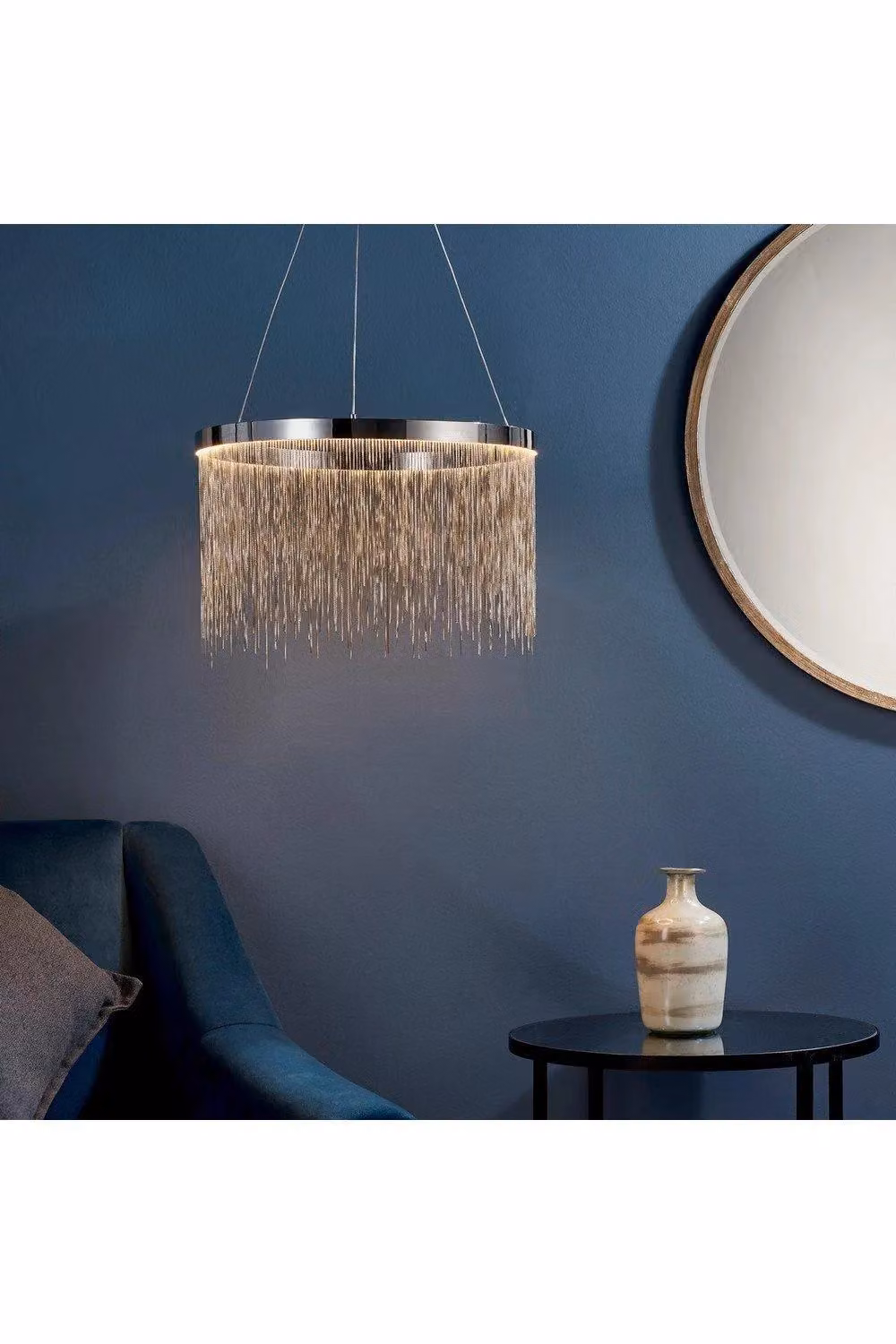 Netlighting Zelma LED 1 Light Suspended Pendant in Chrome Silver and Grey – 2