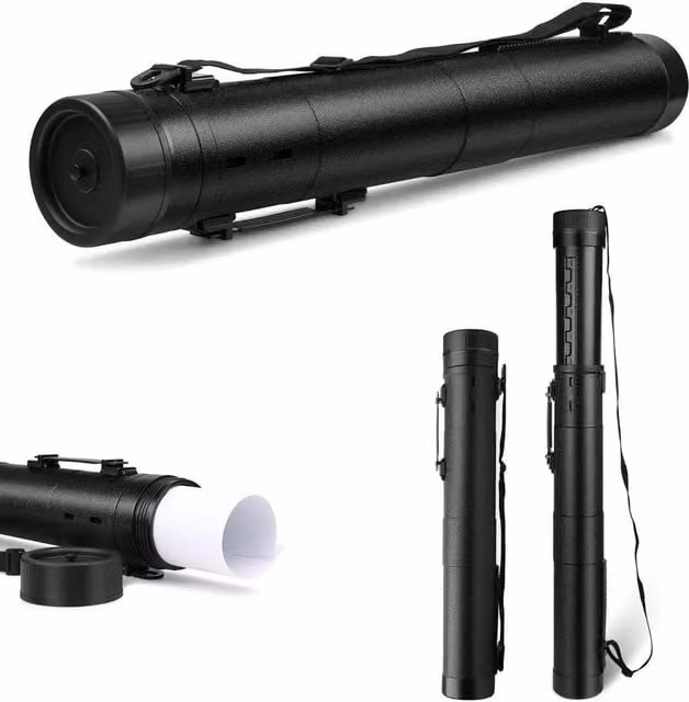 EONLION Waterproof Plastic Document Storage Art Tube in Black, Length: 50 cm – 1