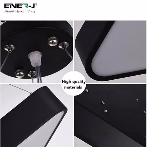 ENER-J Modern Black Triangle LED Pendant Light, 36W 6500K Cool White, Diameter: 80 cm – 2