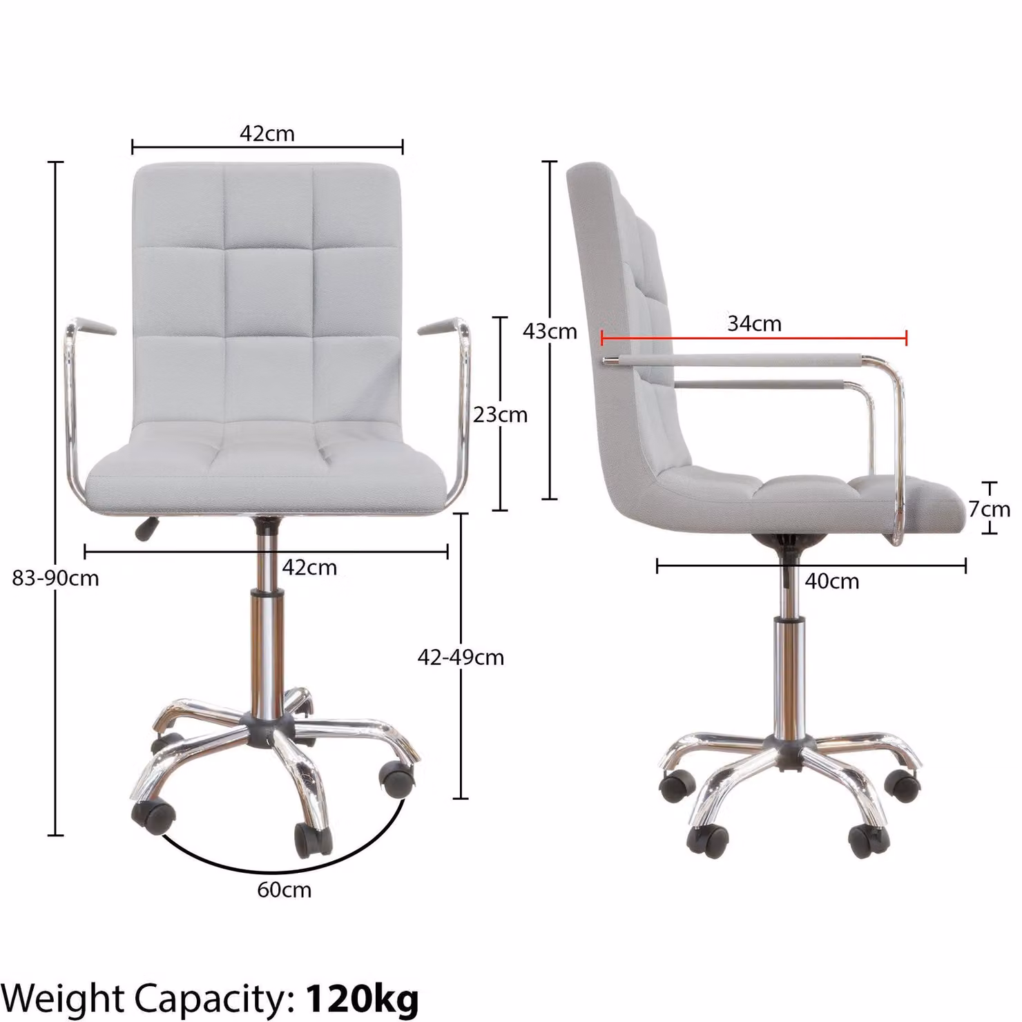Vida Designs Calbo Ergonomic Adjustable Fabric Armchair in Grey – 2
