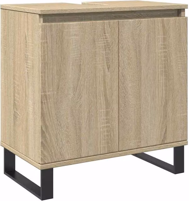 Berkfield Home Sonoma Oak Bathroom Cabinet in Light Tan, W/D/H: 58 x 33 x 60 cm