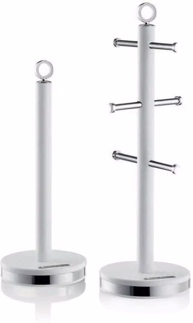 Swan Freestanding Towel Pole and Mug Tree Set in White Coated Steel
