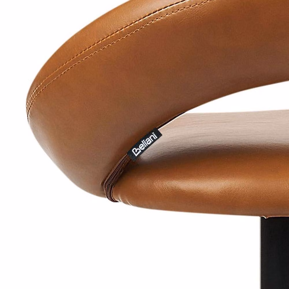 Wyld and Coco Set of 2 Golden Brown Faux Leather Bar Stools with 360 Degree Swivel and Gas Lift – 6