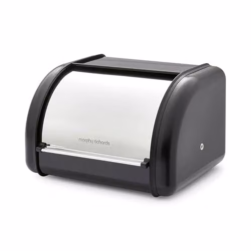 Morphy Richards Equip Compact Roll Front Bread Bin, 8L, Black and Stainless Steel – 7