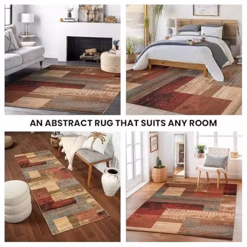 Livabliss Licourt Abstract Modern Rug in Red, Brown, Grey and Multicolour, W: 60 cm, D: 100 cm – 11
