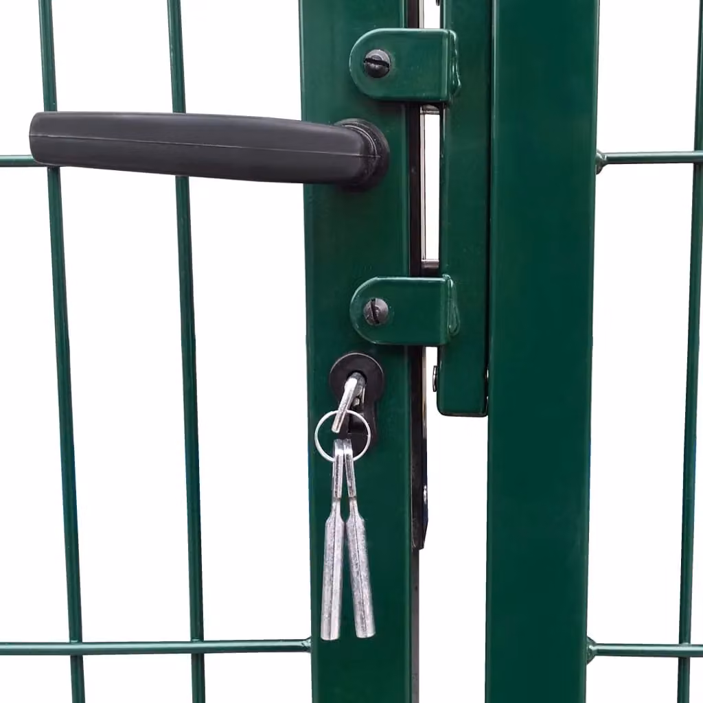 Berkfield Green Steel Garden Fence Gate with Posts W: 350 cm, H: 120 cm – 2