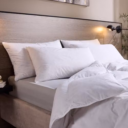 Snuggledown 4 Pack Luxury Goose Feather and Down Pillows, White, Medium Support for Back Sleepers, W: 74 cm, H: 48 cm