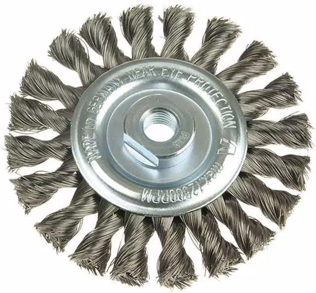 Lessmann Knot Wheel Brush for Angle Grinders in Silver and Multicolour for Metal and Paint Removal