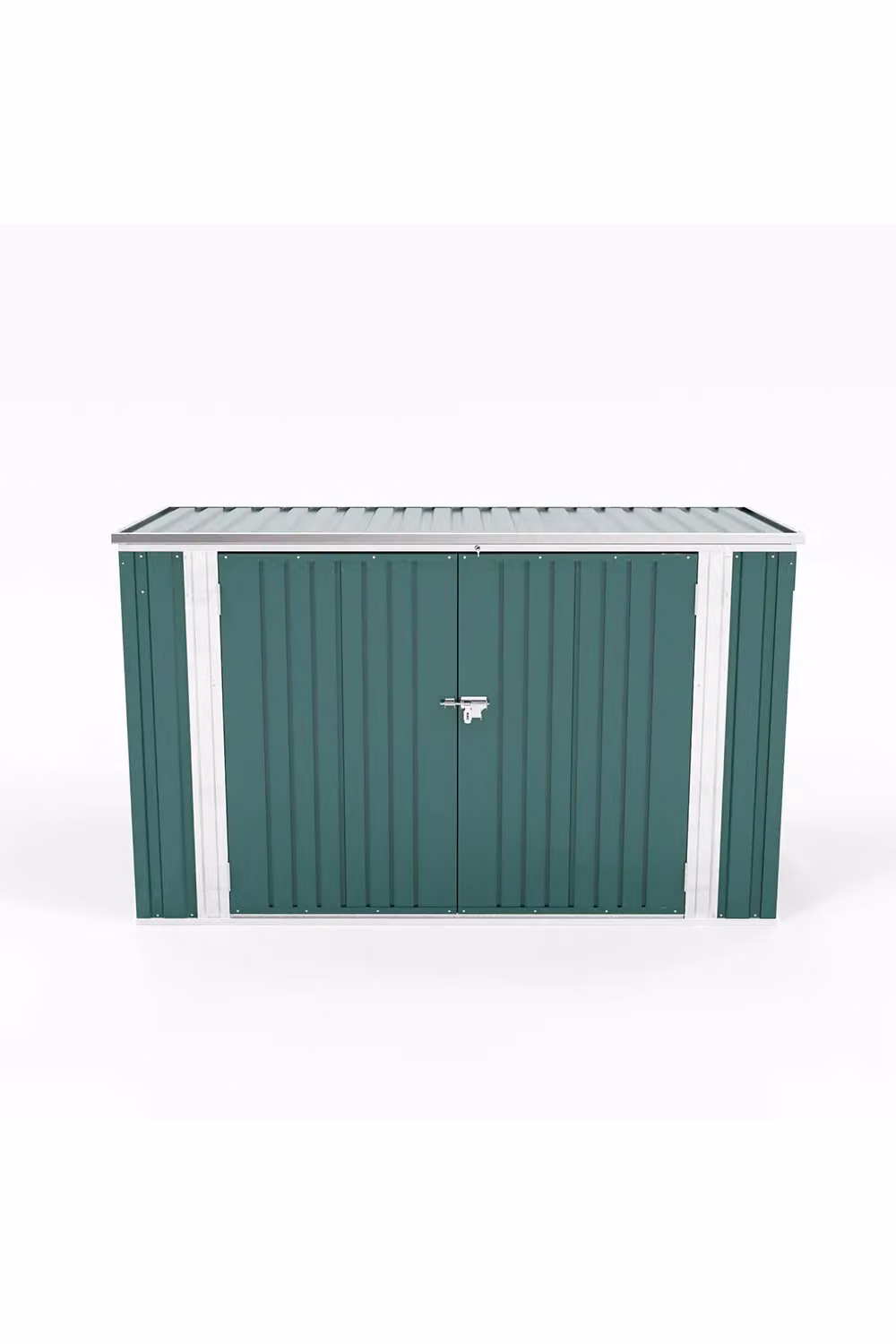 Living and Home Green Metal Lockable Bicycle and Trash Storage Shed with Sloped Roof and Dual Vents, W/D/H: 91.44 x 90.0 x 125.0 cm – 3