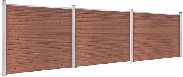 Berkfield Home WPC Fence Panel Set in Brown, W: 526 cm, H: 146 cm