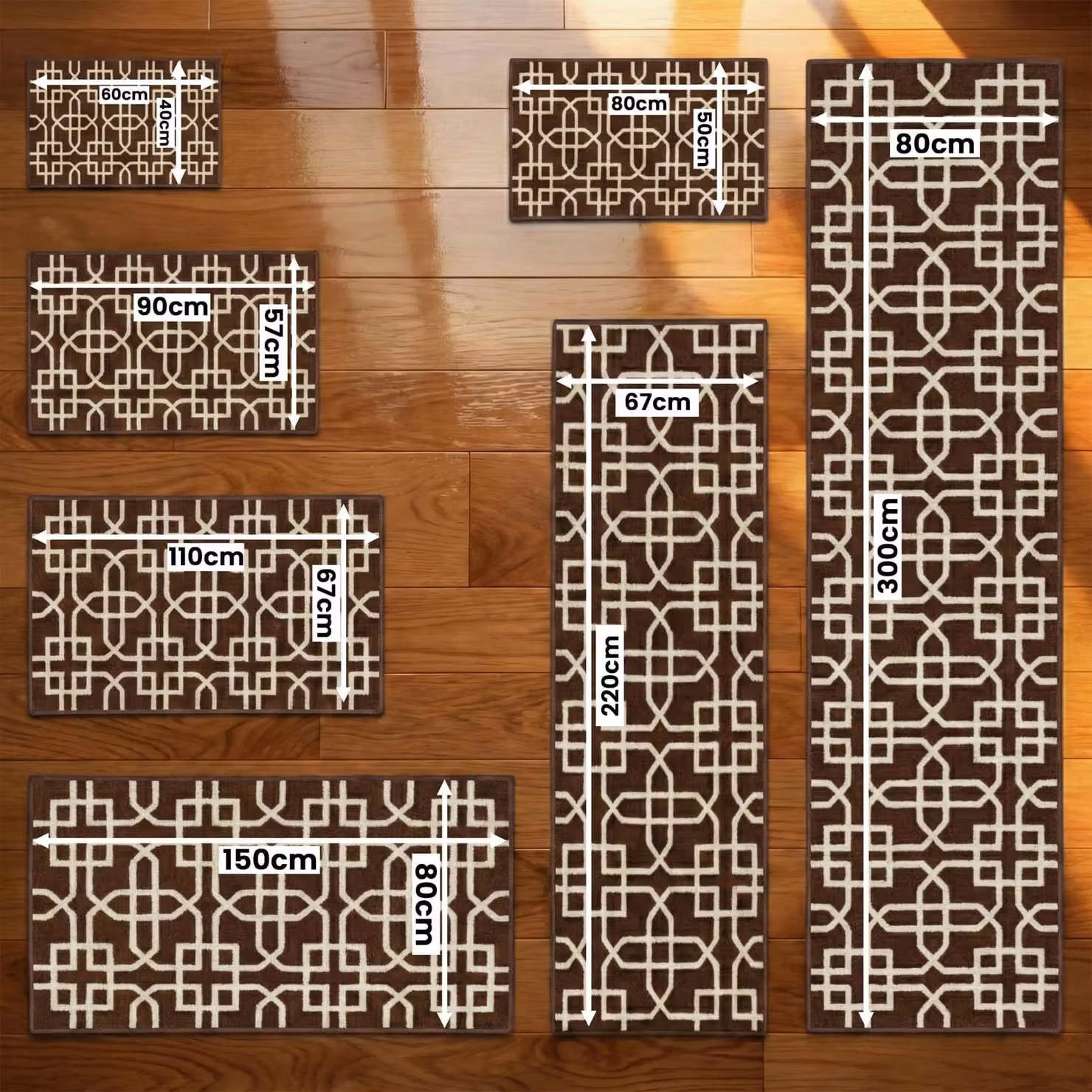 Smart Living Siam Heavy Duty Non Slip Machine Washable Hallway and Kitchen Door Mat, Dark Brown, W: 80 cm x L: 300 cm – 2
