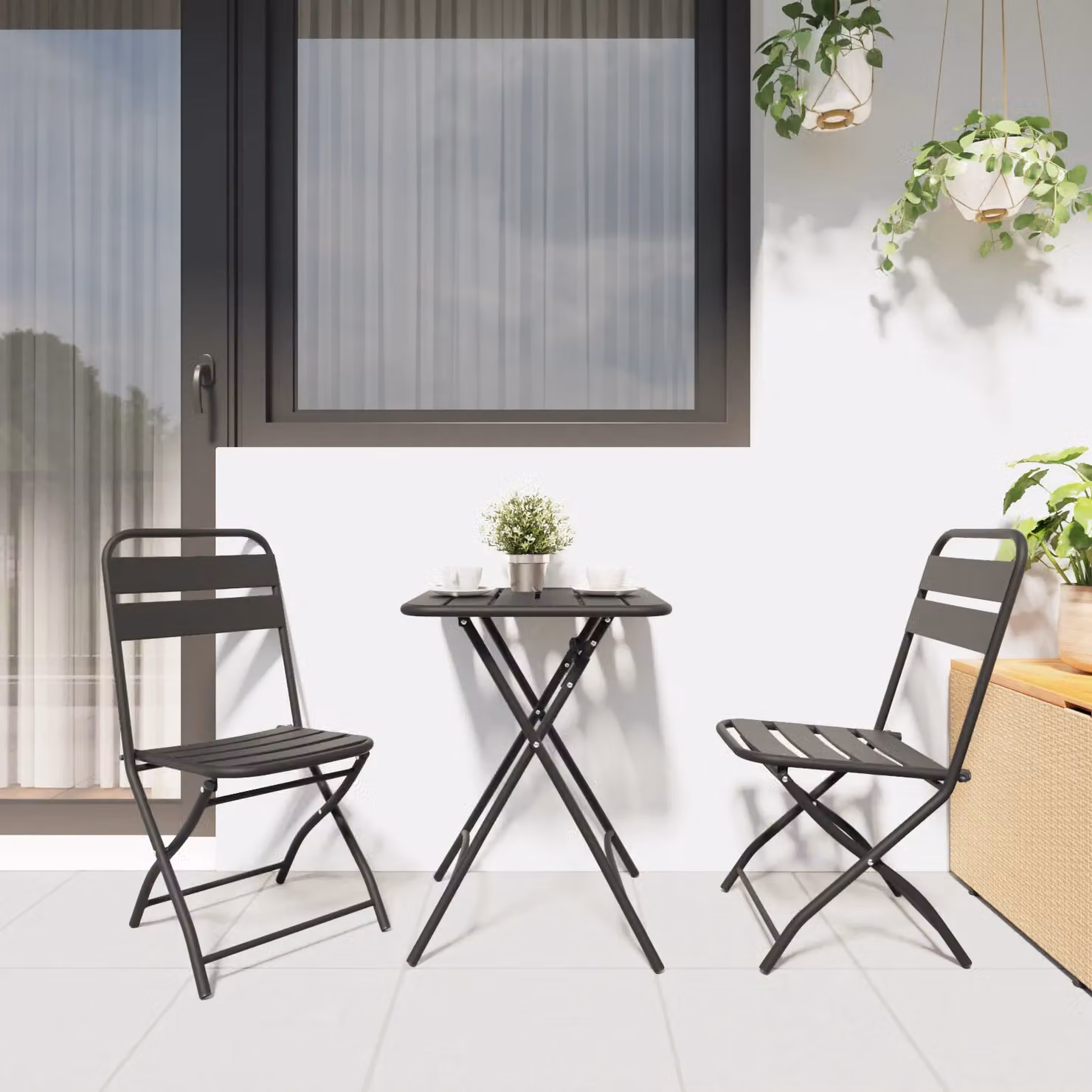 Berkfield Home Folding Garden Chairs, 2 Piece Set, Anthracite, W/D/H: 42 x 45 x 82 cm – 3