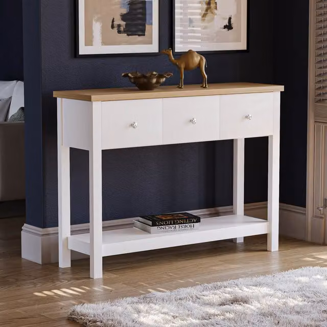 Vida Designs Arlington 3 Drawer Console Table in White – 4