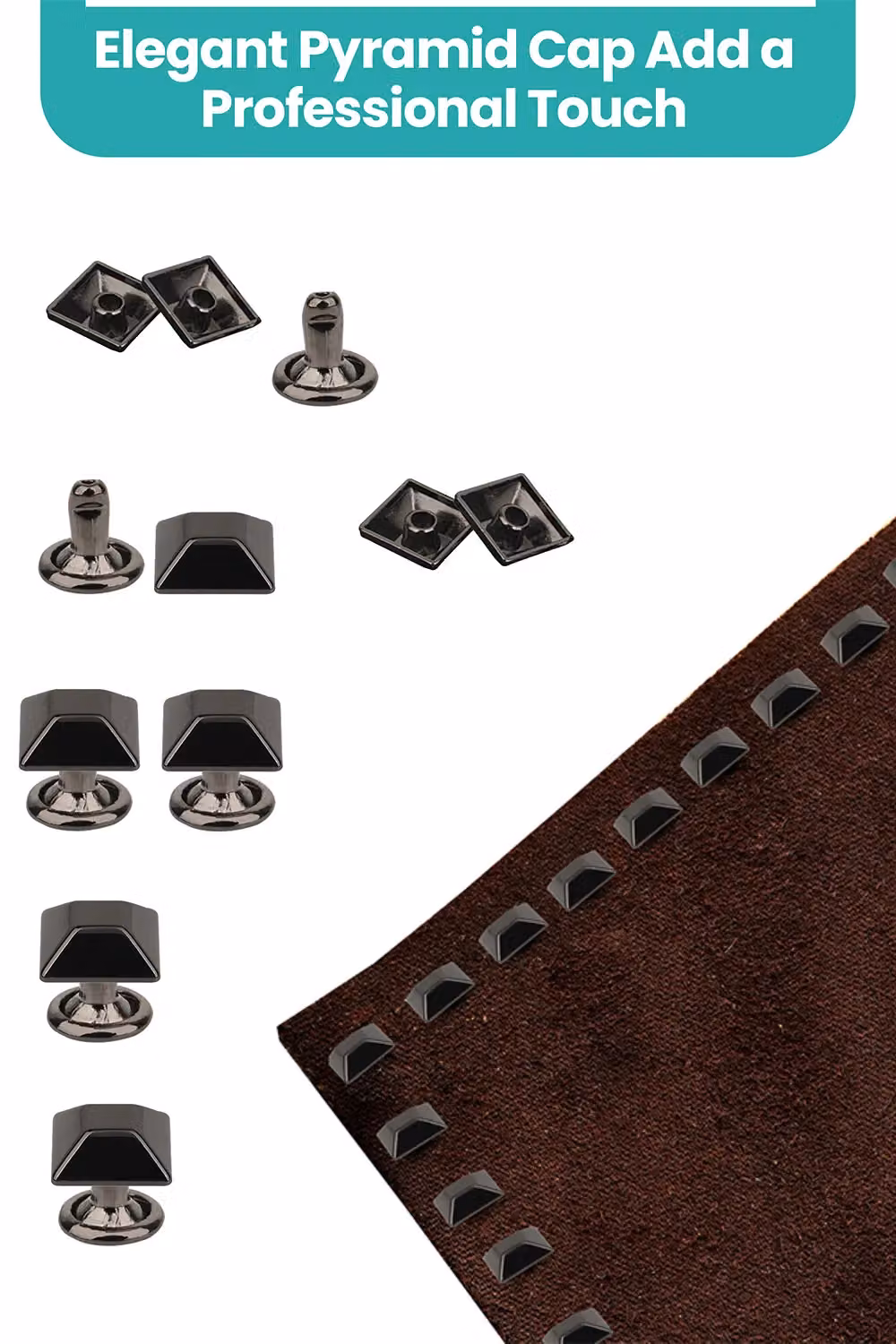 Neel Blue Black Nickel-Plated Alloy Pyramid Feet Caps with 7mm Back Rivets, 12mm, 25 Pieces – 4