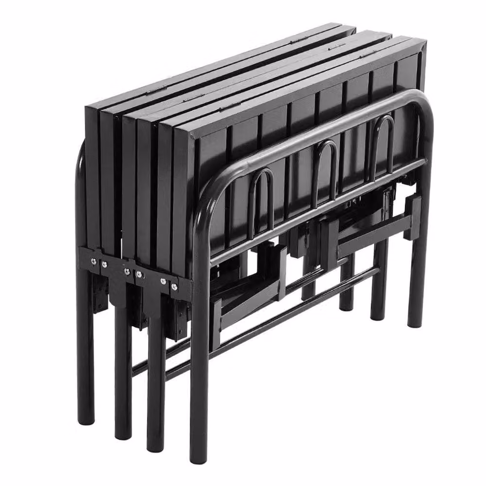 FORGEVIO Grey Metal Single Folding Bedframe, W/D/H: 70 x 140 cm – 2