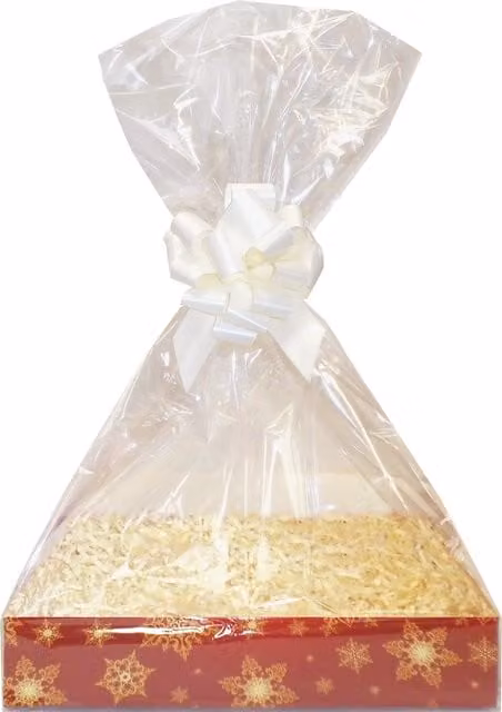 Hampabox Christmas Gift Basket Kit with Red, Gold and Cream Accessories, W/D/H: 35 x 24 x 8 cm