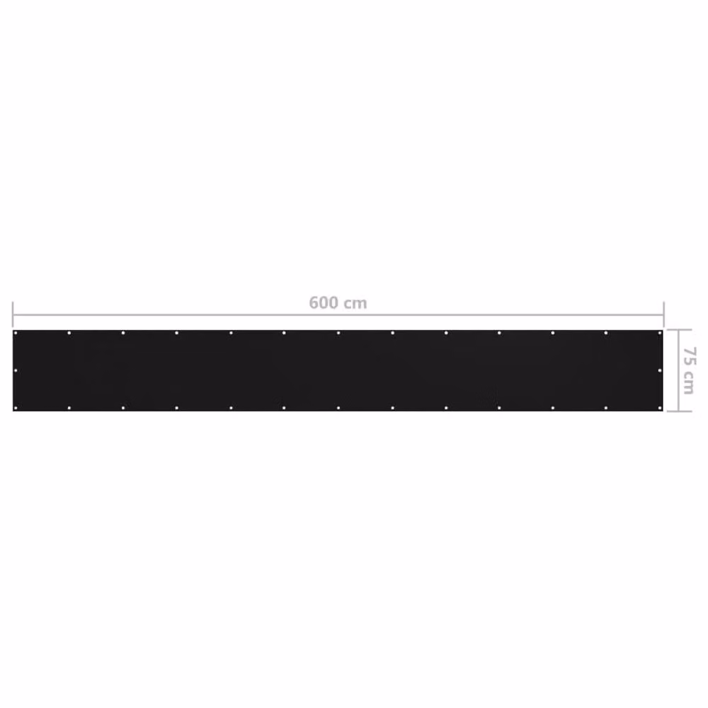 Berkfield Home Modern Balcony Screen in Black Oxford Fabric, W: 75 cm, L: 600 cm – 3
