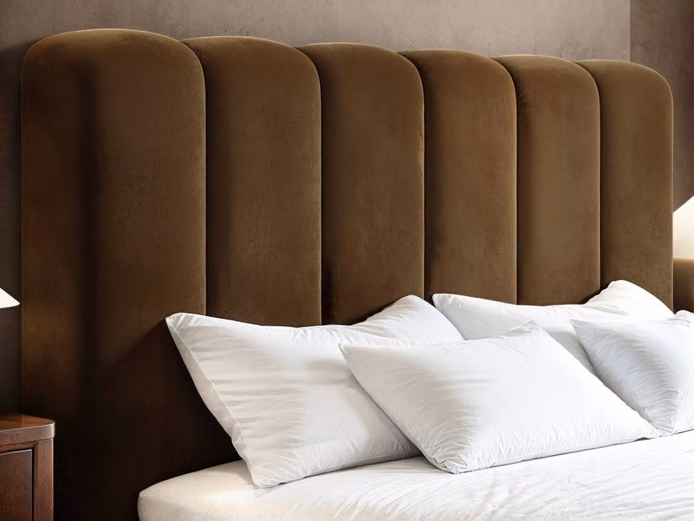 Solace+Co Emilie Ribbed Single Ottoman Bed in Brown Velvet and Bouclé, W/D/H: 90 x 200 cm – 3