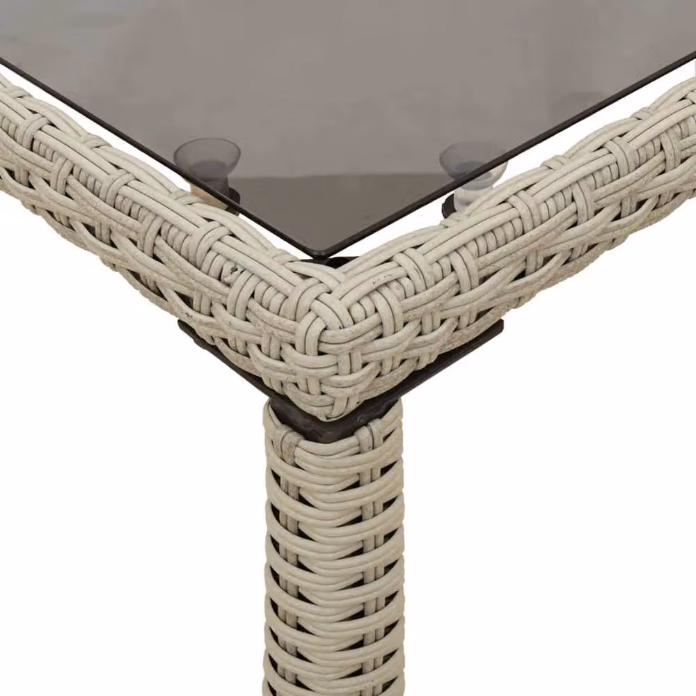 Berkfield Home Rectangular Garden Table with Glass Top in Light Grey, W/D/H: 115 x 54 x 74 cm – 4