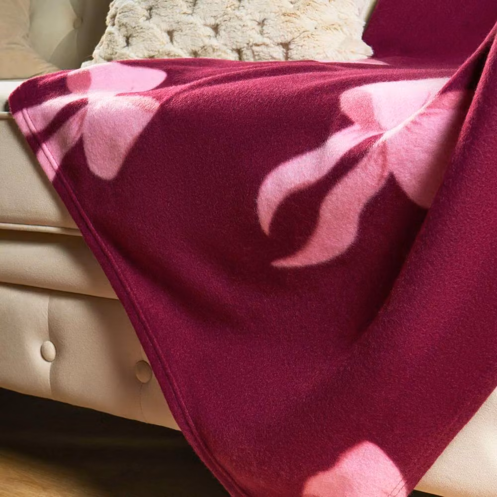 OHS Fluffy Polar Fleece Throw Blanket in Burgundy, W: 200 cm, D: 240 cm – 3