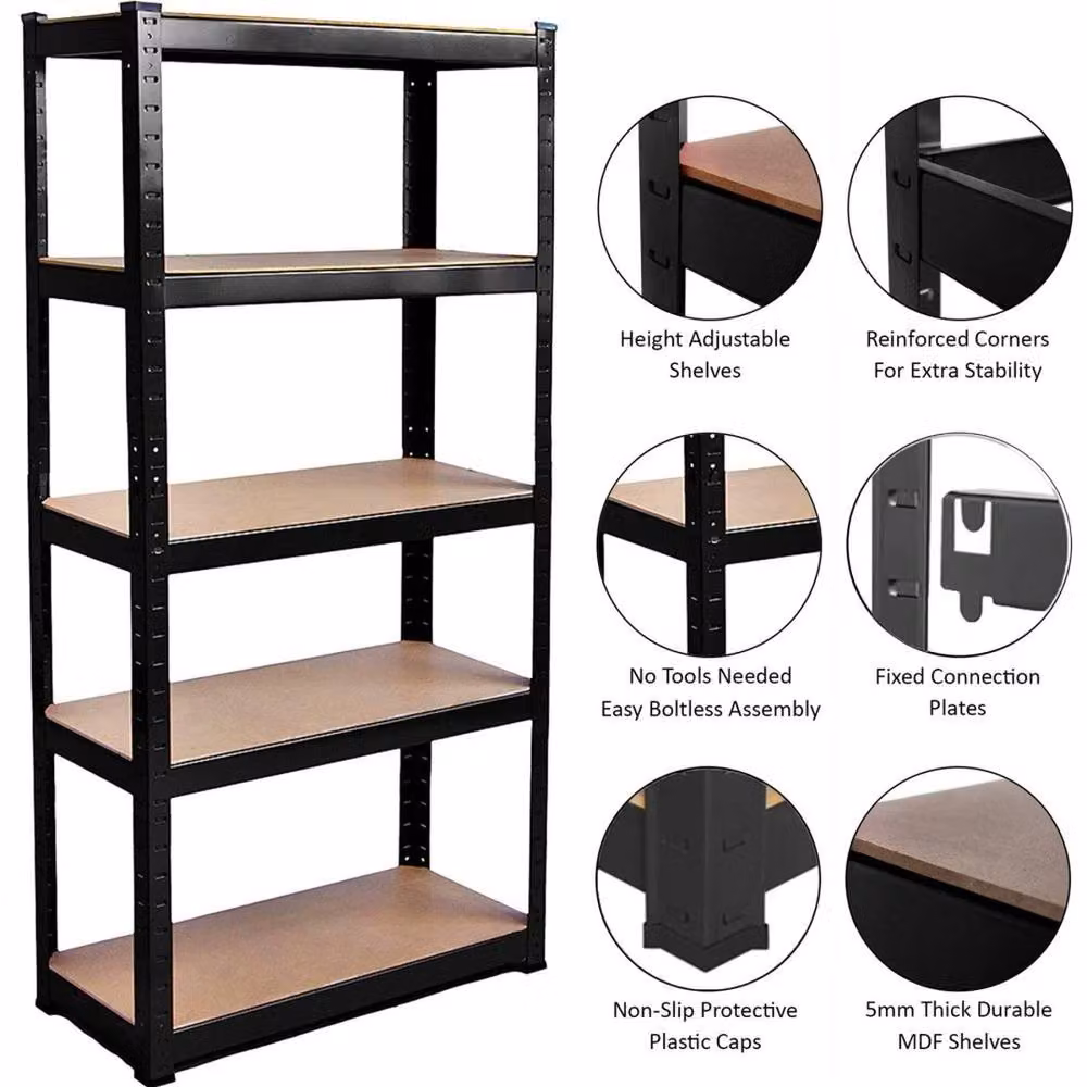 Havendro Heavy Duty 5 Tier Boltless Garage Racking Storage Shelves in Black – 3
