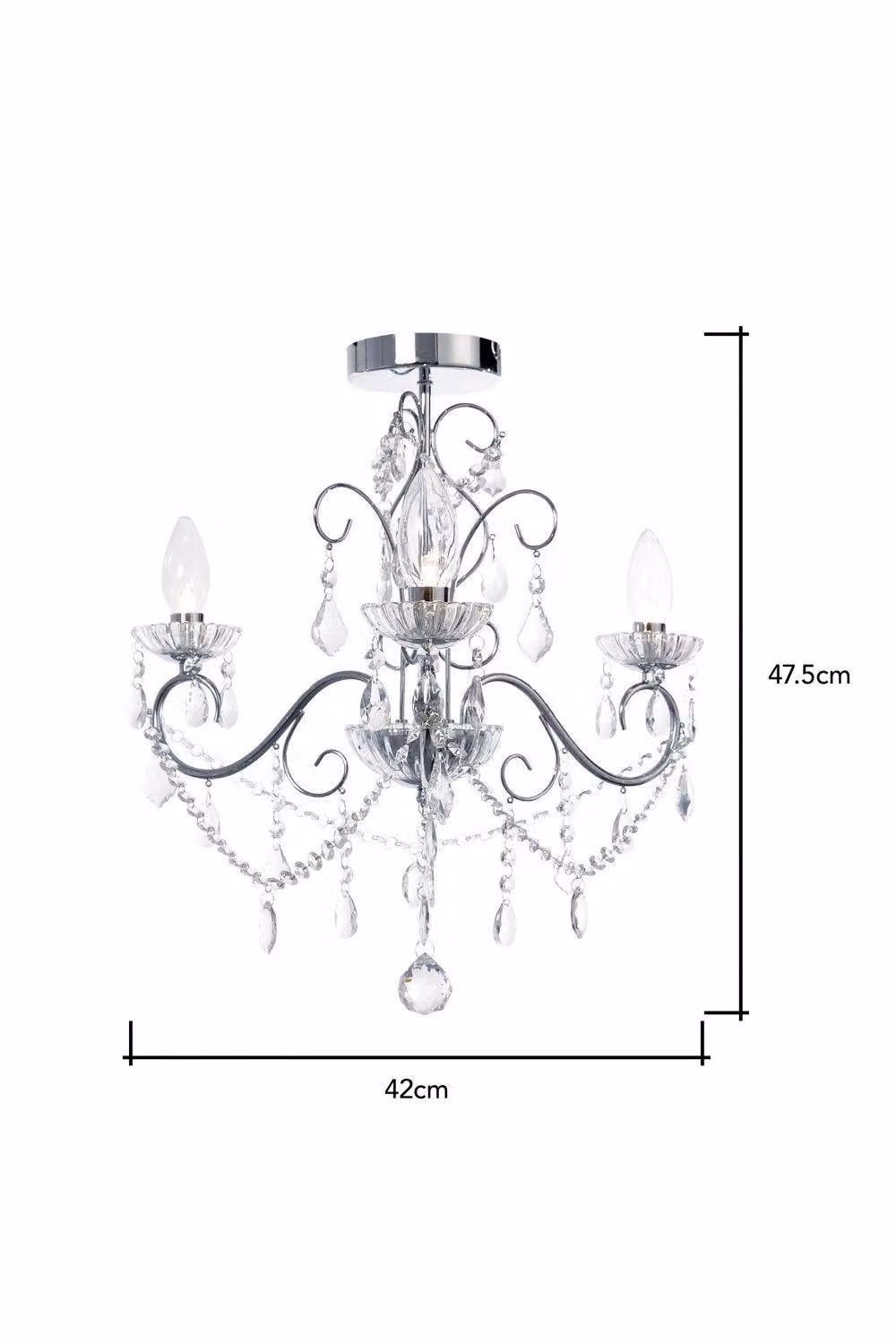 BHS Lighting Small Daphne Crystal Chandelier in Chrome Silver – 3