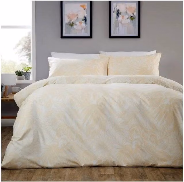 New Edge Blinds Fern Seersucker Duvet Cover in Beige and Sand, W: 180 cm x D: 200 cm