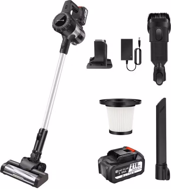 PAWNORA Bagless Vacuum Cleaner Kit with Spare Battery, Black – 1