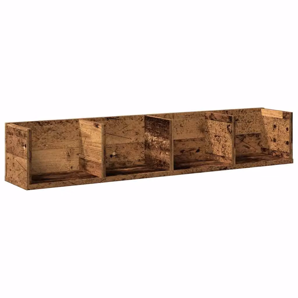 Berkfield Home CD Wall Shelf in Old Wood Brown, W/D/H: 100 x 18 x 18 cm – 2
