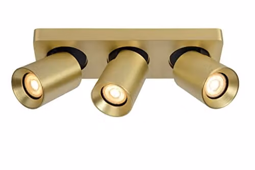 Lucide Nigel Dimmable LED Ceiling Spotlight Bar in Gold/Brass with GU10 Bulbs – 1