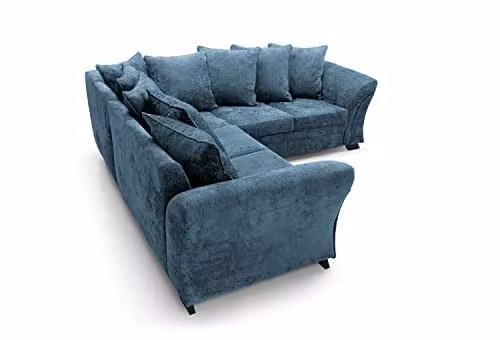 Abakus Direct Farrow Left Facing Corner Sofa in Blue Crushed Chenille W/D/H: 230 x 85 x 85 cm – 5