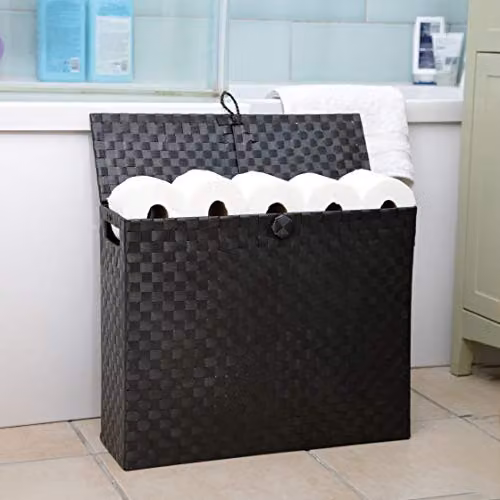 Arpan Free Standing Multipurpose Toilet Roll Holder and Bathroom Storage Unit in Black – 2