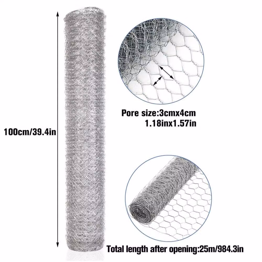 EONLION Galvanised Steel Chicken Wire Mesh Poultry Fence, Silver, Height: 100 cm, Length: 25 m – 2