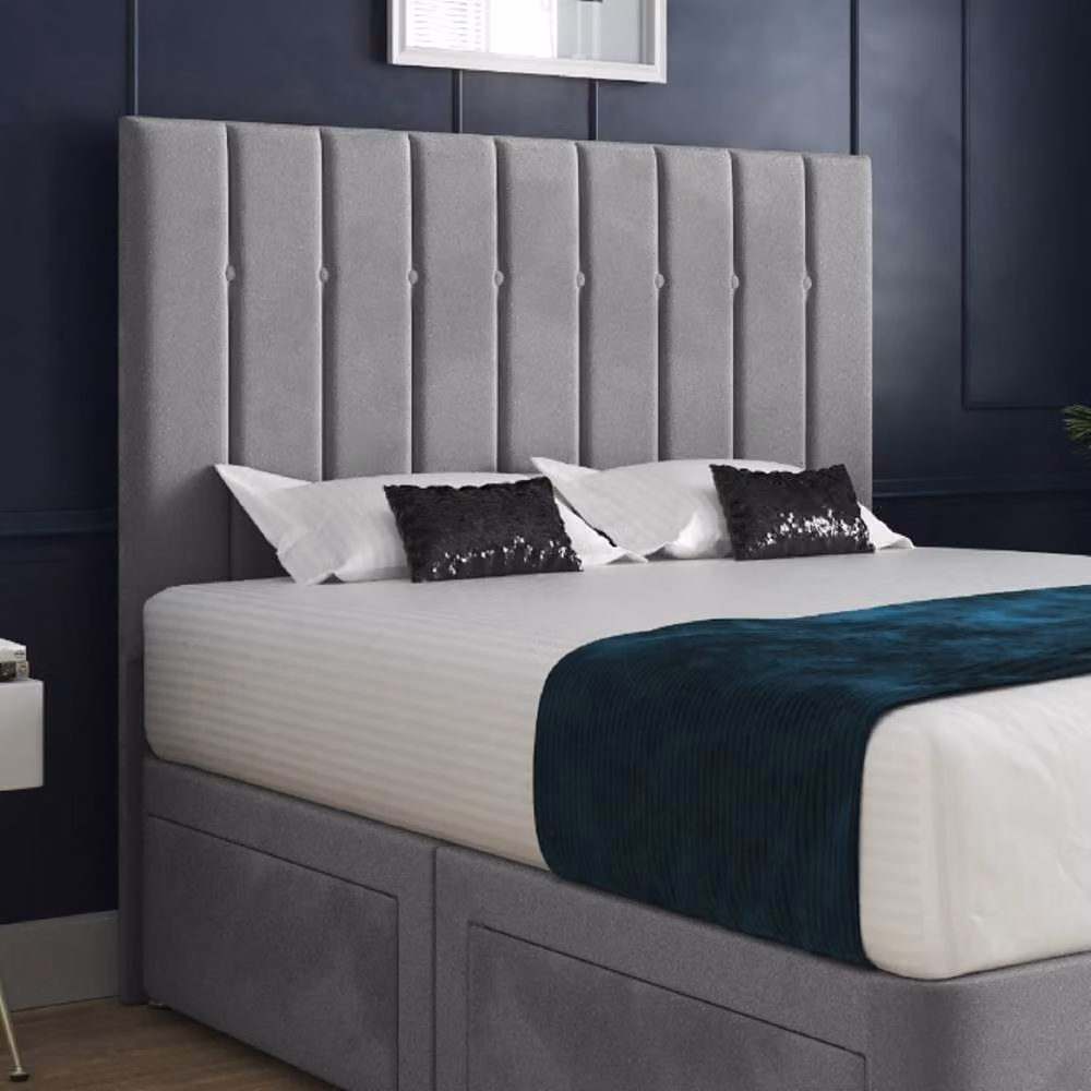 Casani Limpsfield Modern Upholstered Velvet Bed Frame with Drawers, Grey, W/D/H: 120 x 200 x 137 cm – 4