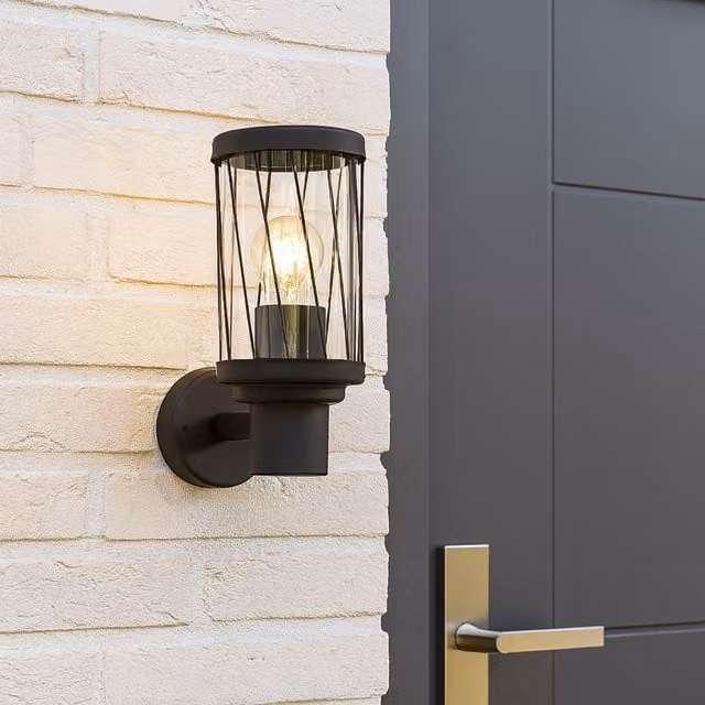 CGC CORA Modern Grey Aluminium and Glass Cylinder Wall Light for Gardens