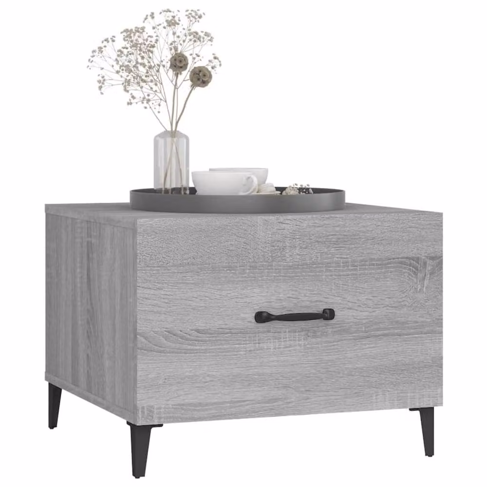 Berkfield Home Grey Sonoma Coffee Table with Metal Legs W/D/H: 50 x 50 x 40 cm – 3