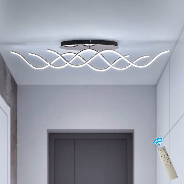 NIVOR 3 Wave LED Ceiling Light, Dimmable White Linear Flush Mount Lamp, W: 103 cm – 1