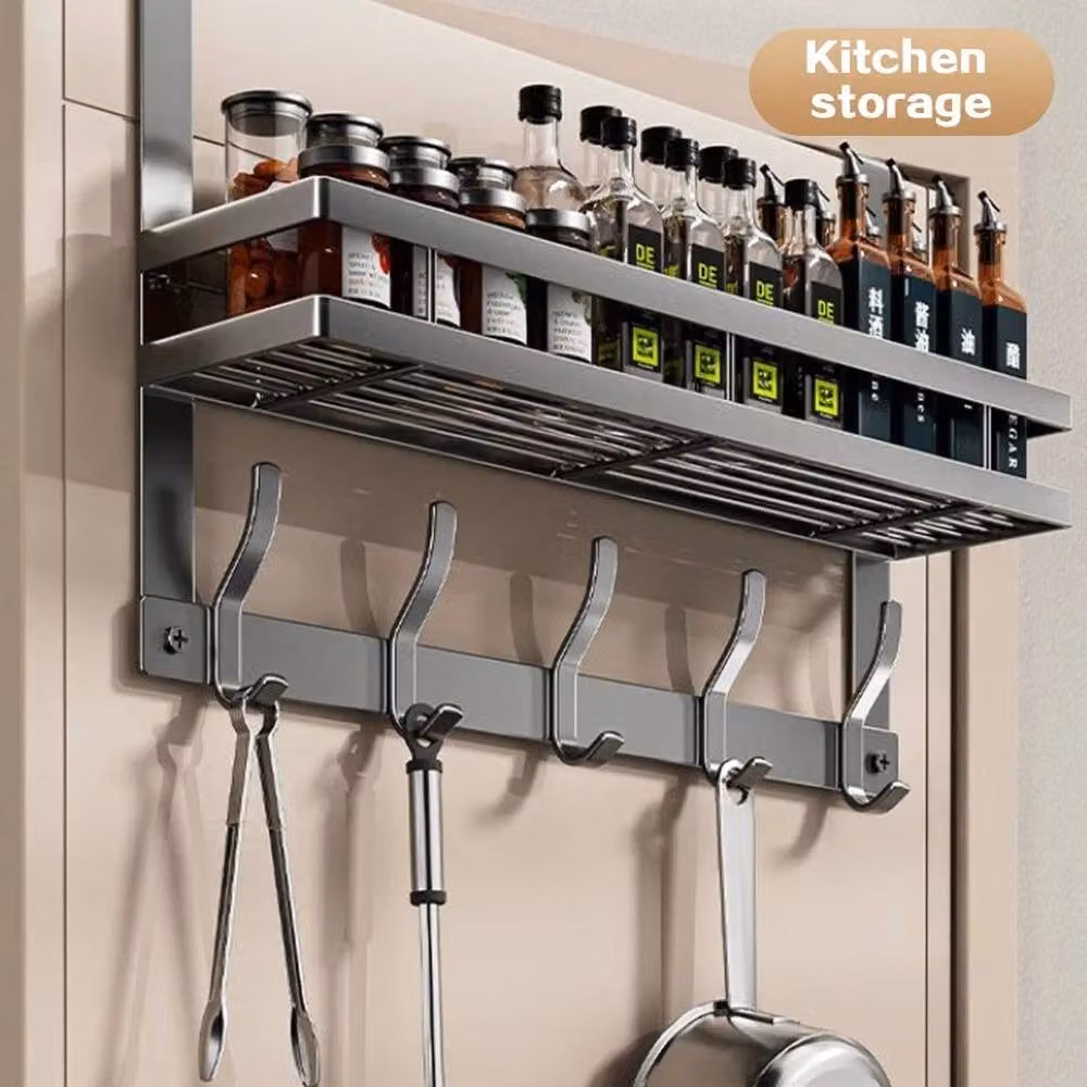 KORVIXA Black Metal Door Mount Coat and Towel Rack Holder, Width: 80 cm – 4