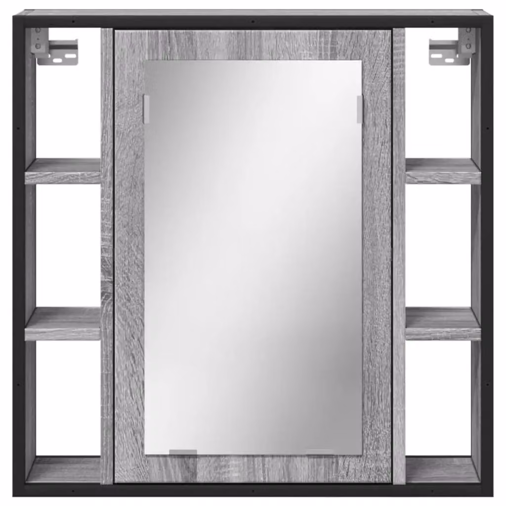 Berkfield Home Grey Sonoma Bathroom Mirror Cabinet, W: 60 cm, H: 60 cm, D: 16 cm – 3