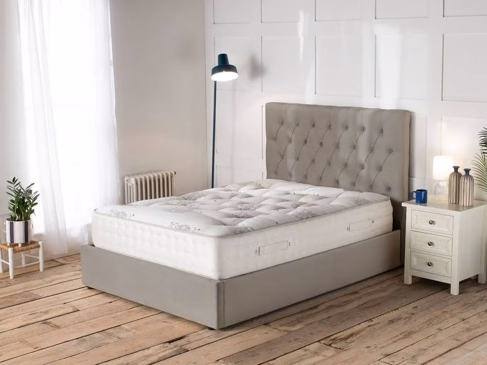 Snuggle Beds Elizabeth Stone Grey Upholstered Storage Ottoman Bed Frame, Super King Size – 8